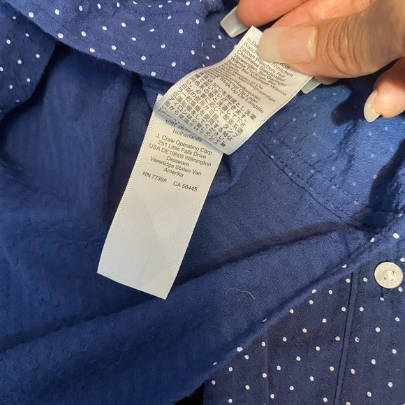 J. Crew Blue Casual Button Down Shirt with Geometric Pattern - Picture 13 of 15